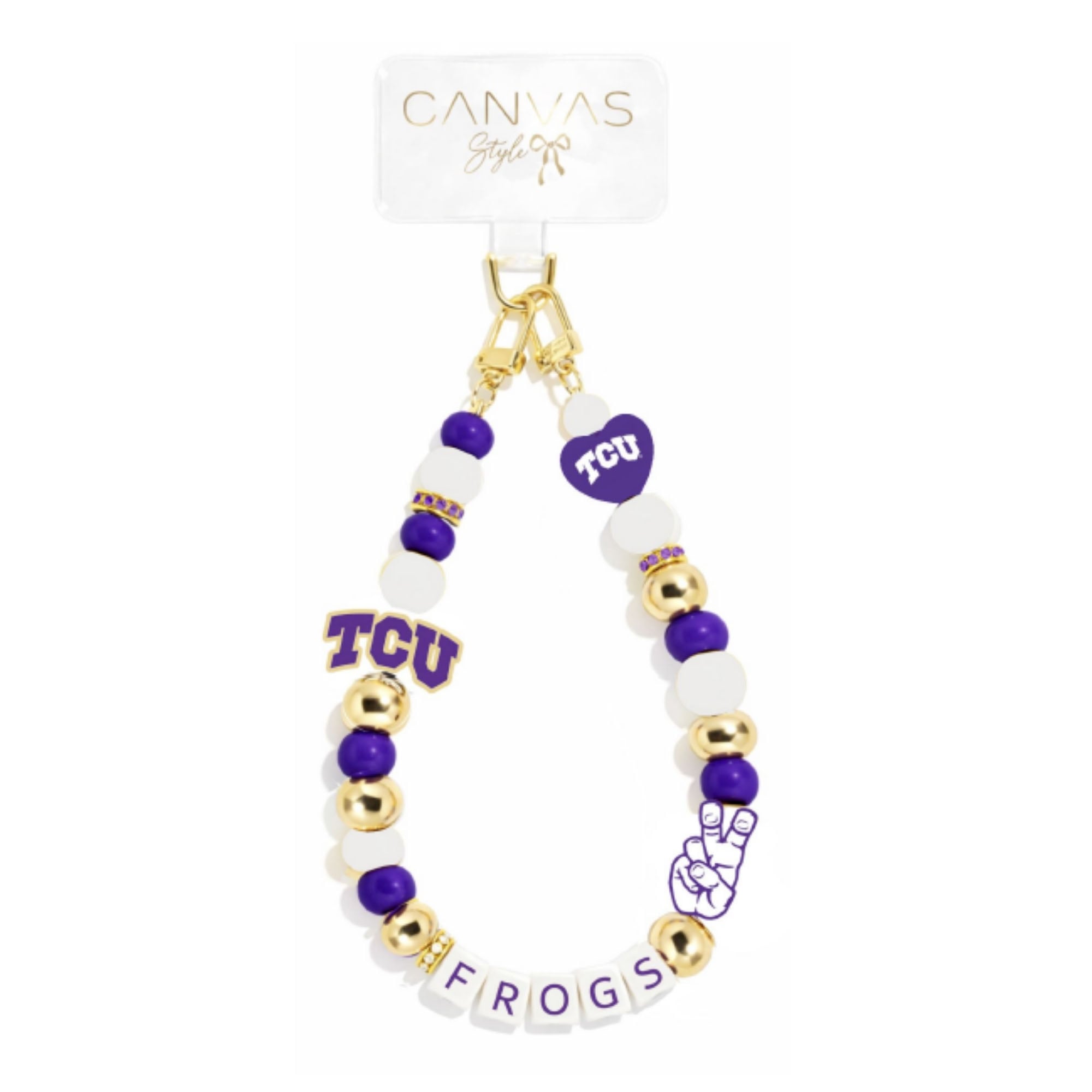 CANVAS Style TCU Horned Frogs Beaded Wrislet