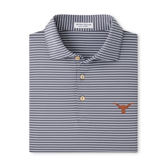 Men's Peter Millar Gray Texas Longhorns Tiebreaker Performance Jersey Stripe Polo