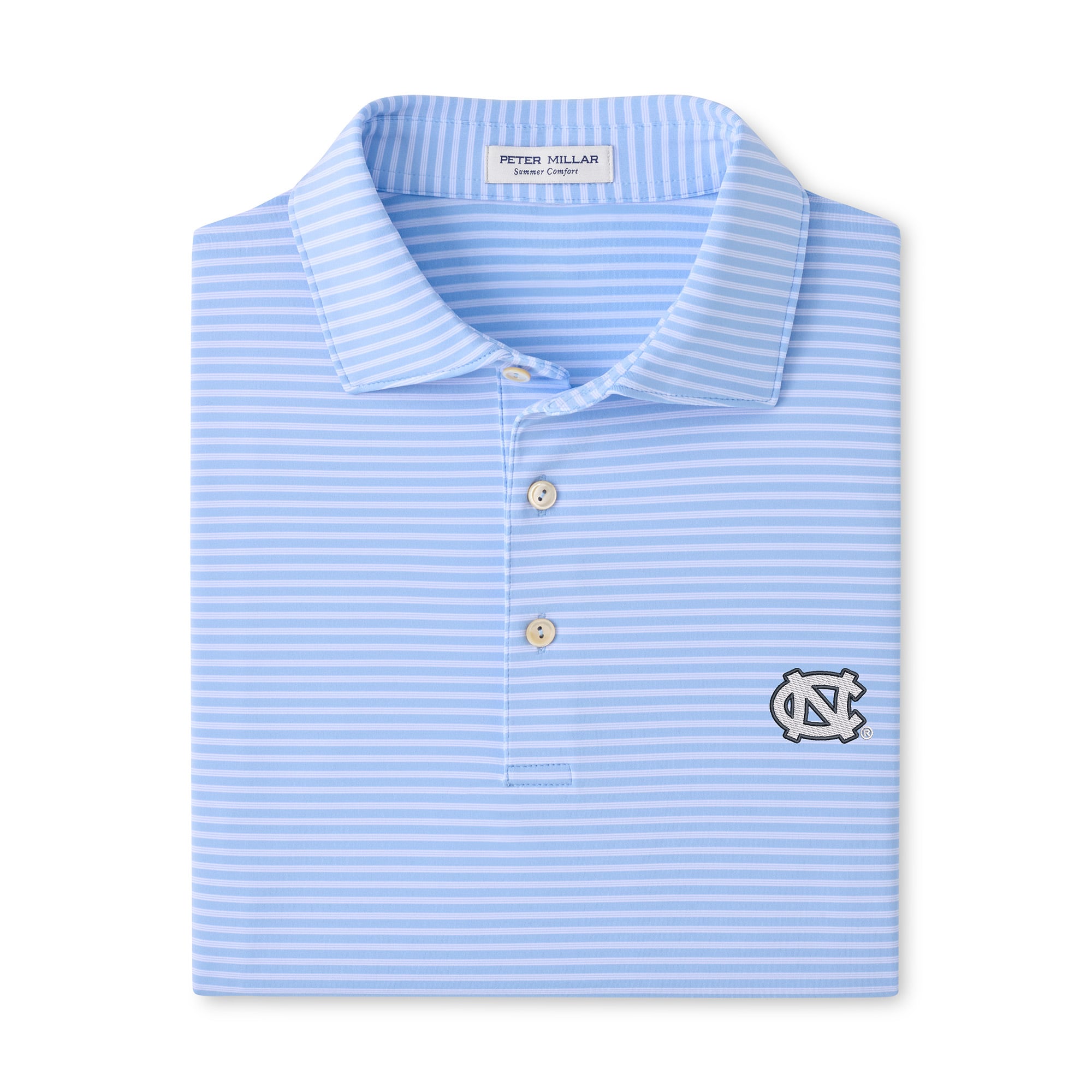Men's Peter Millar Carolina Blue North Carolina Tar Heels Tiebreaker Performance Jersey Stripe Polo