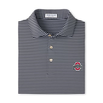 Men's Peter Millar Black Ohio State Buckeyes Tiebreaker Performance Jersey Stripe Polo