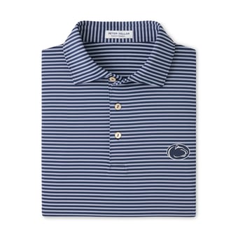 Men's Peter Millar Navy Penn State Nittany Lions Tiebreaker Performance Jersey Stripe Polo