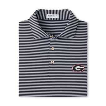 Men's Peter Millar Black Georgia Bulldogs Tiebreaker Performance Jersey Stripe Polo