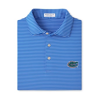 Men's Peter Millar Royal Florida Gators Tiebreaker Performance Jersey Stripe Polo