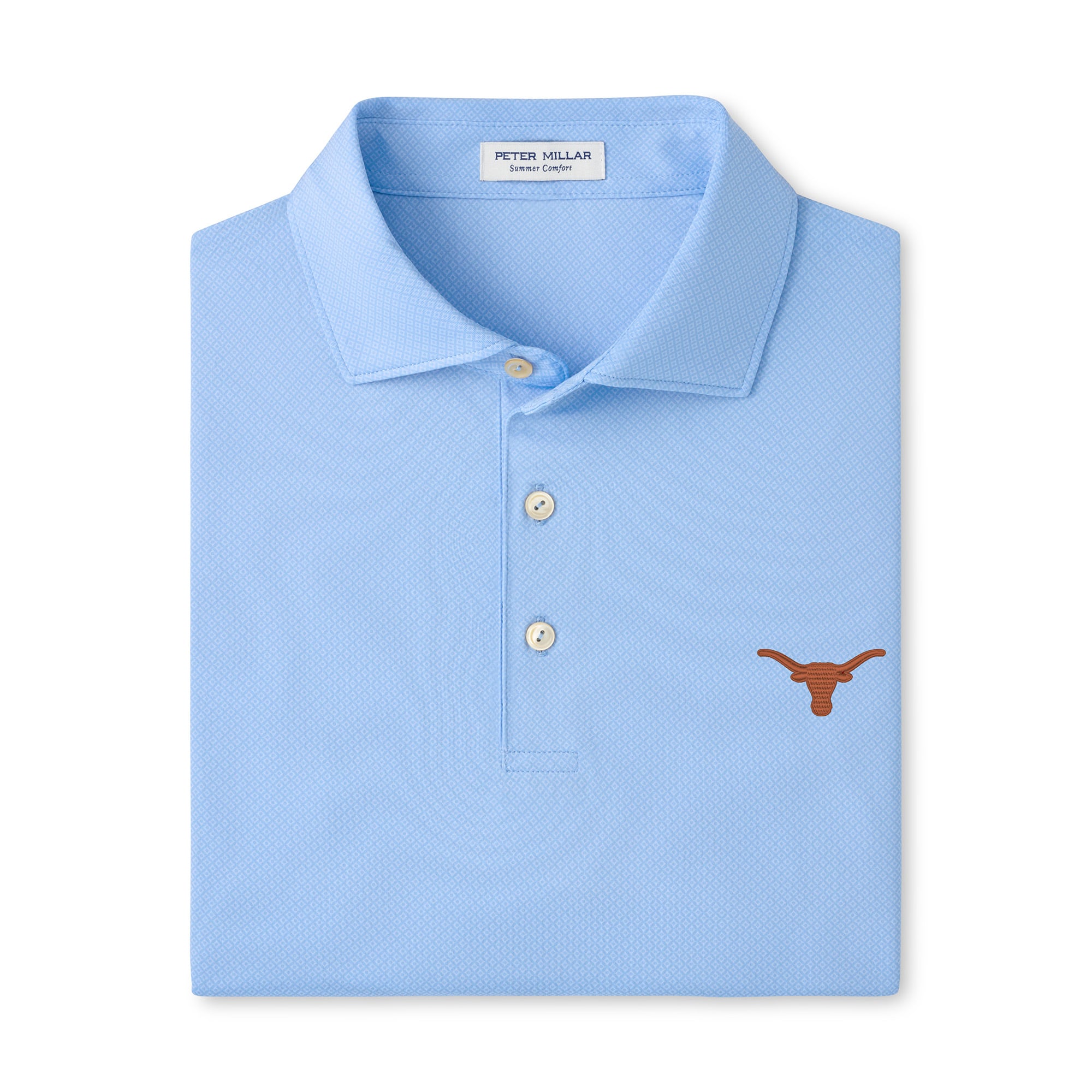 Men's Peter Millar Light Blue Texas Longhorns Hugo Performance Jersey Polo