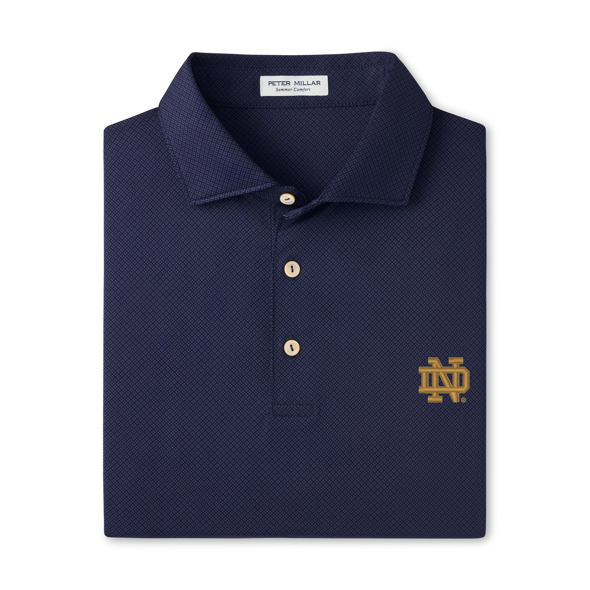 Men's Peter Millar Navy Notre Dame Fighting Irish Hugo Performance Jersey Polo