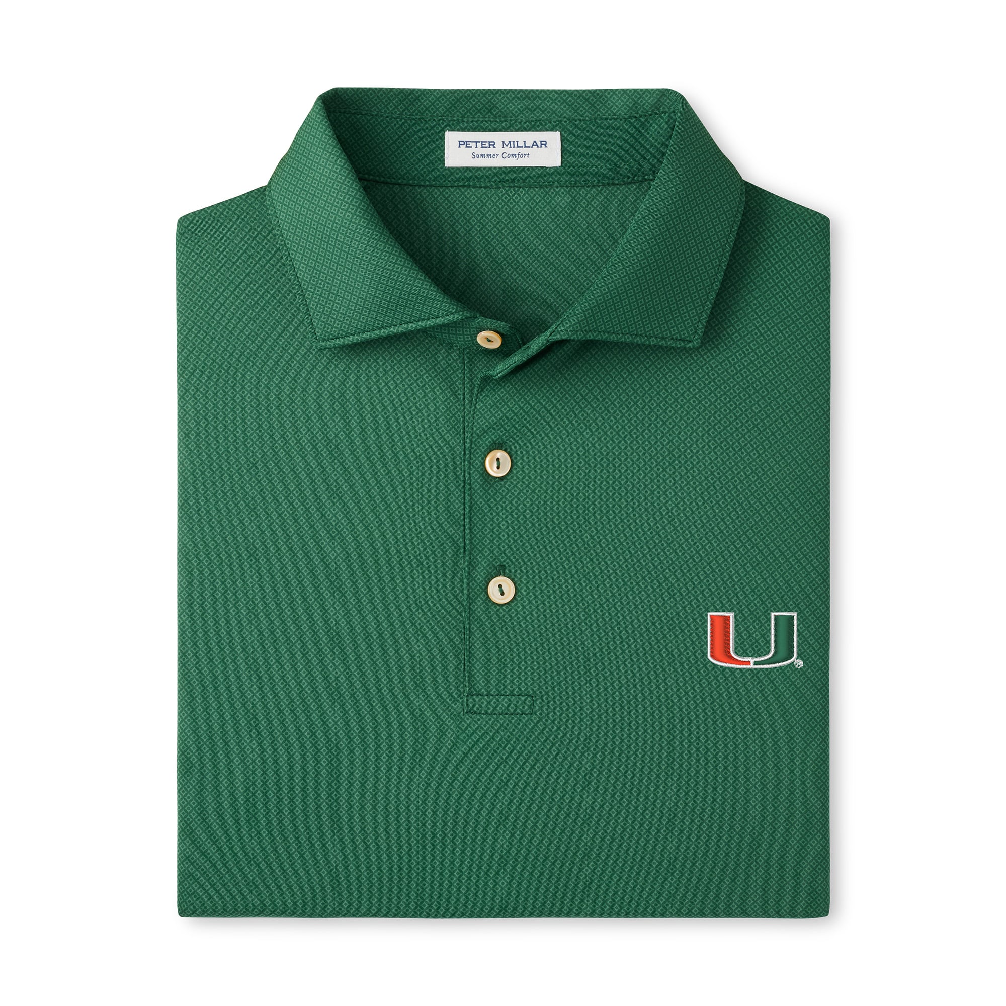 Men's Peter Millar Green Miami Hurricanes Hugo Performance Jersey Polo