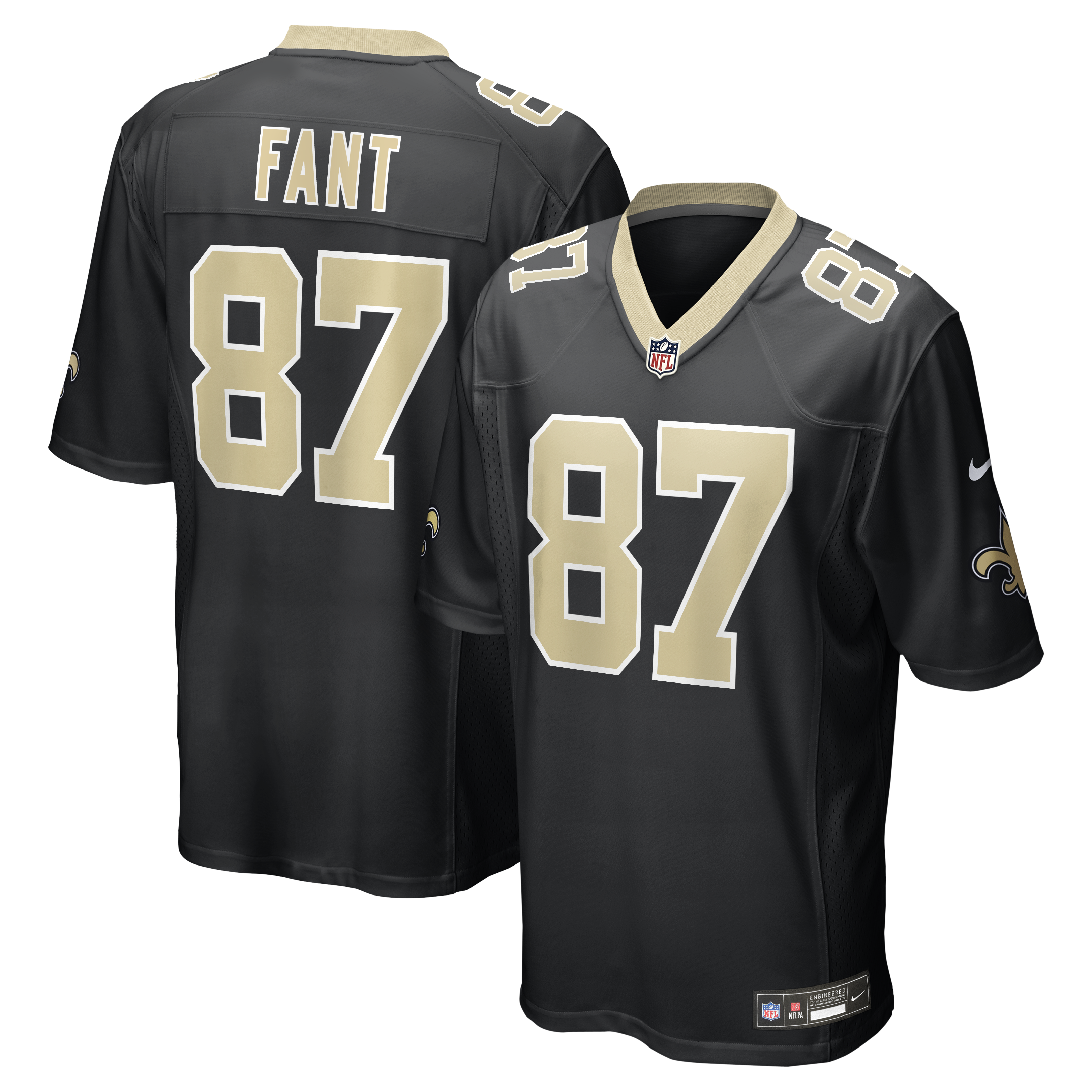 Men's Nike Noah Fant Black New Orleans Saints Team Game Jersey