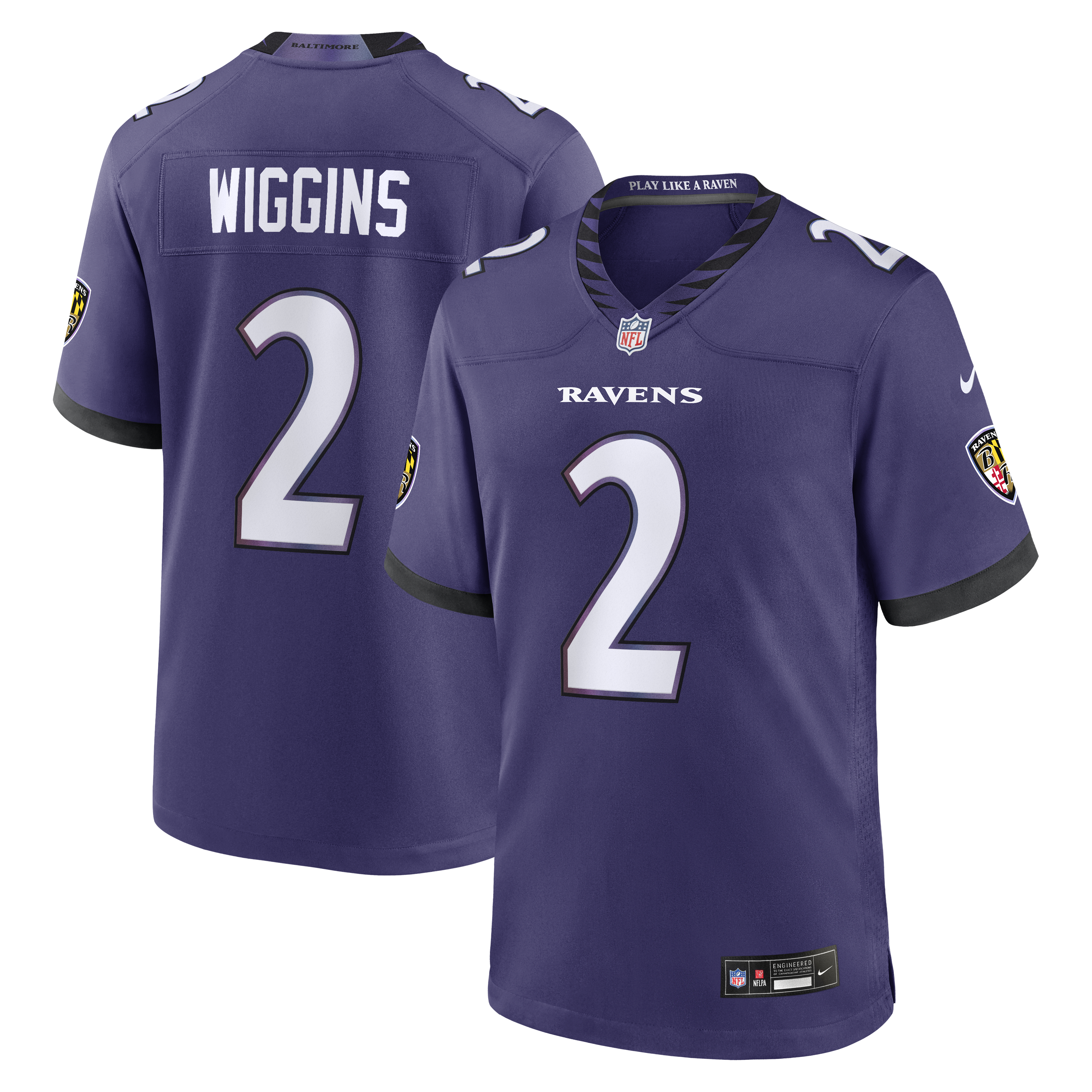 Men's Nike Nate Wiggins Purple Baltimore Ravens Team Game Jersey