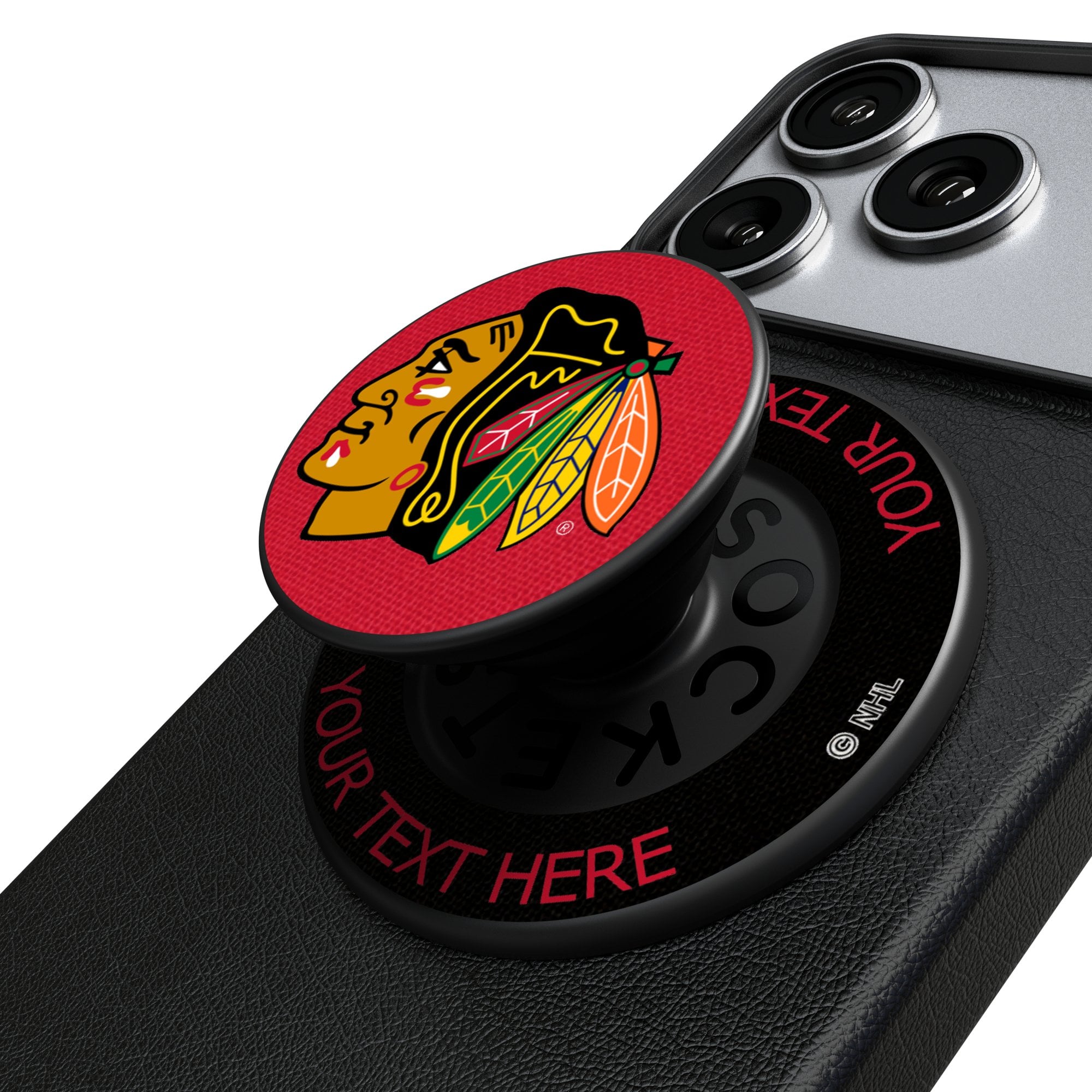 Keyscaper Chicago Blackhawks Personalized Endzone Solid PopSockets Magnetic Phone Grip & Stand