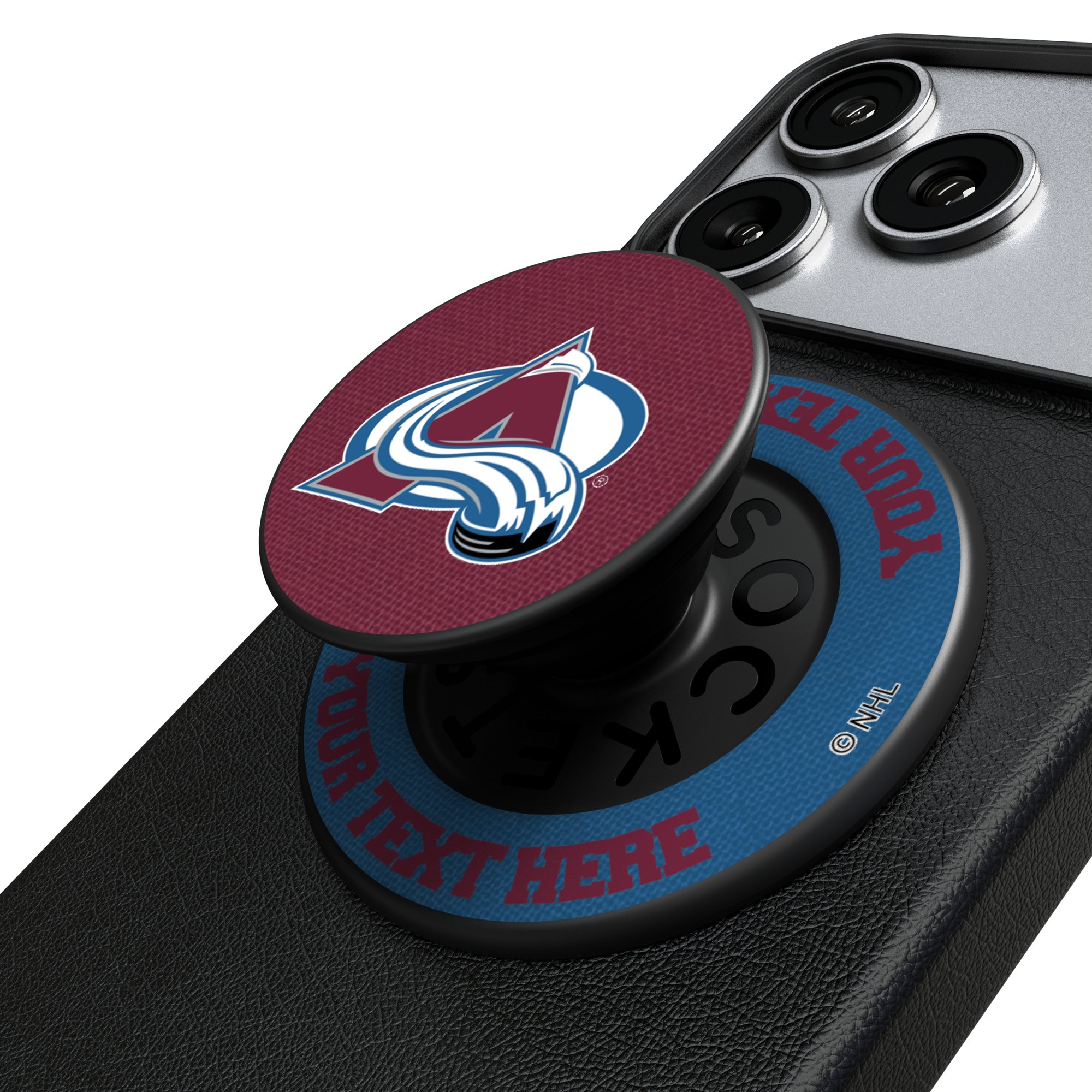 Keyscaper Colorado Avalanche Personalized Endzone Solid PopSockets Magnetic Phone Grip & Stand