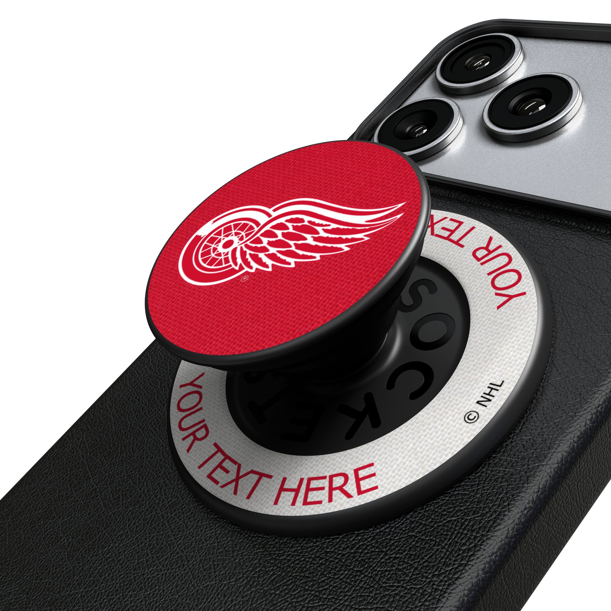 Keyscaper Detroit Red Wings Personalized Endzone Solid PopSockets Magnetic Phone Grip & Stand