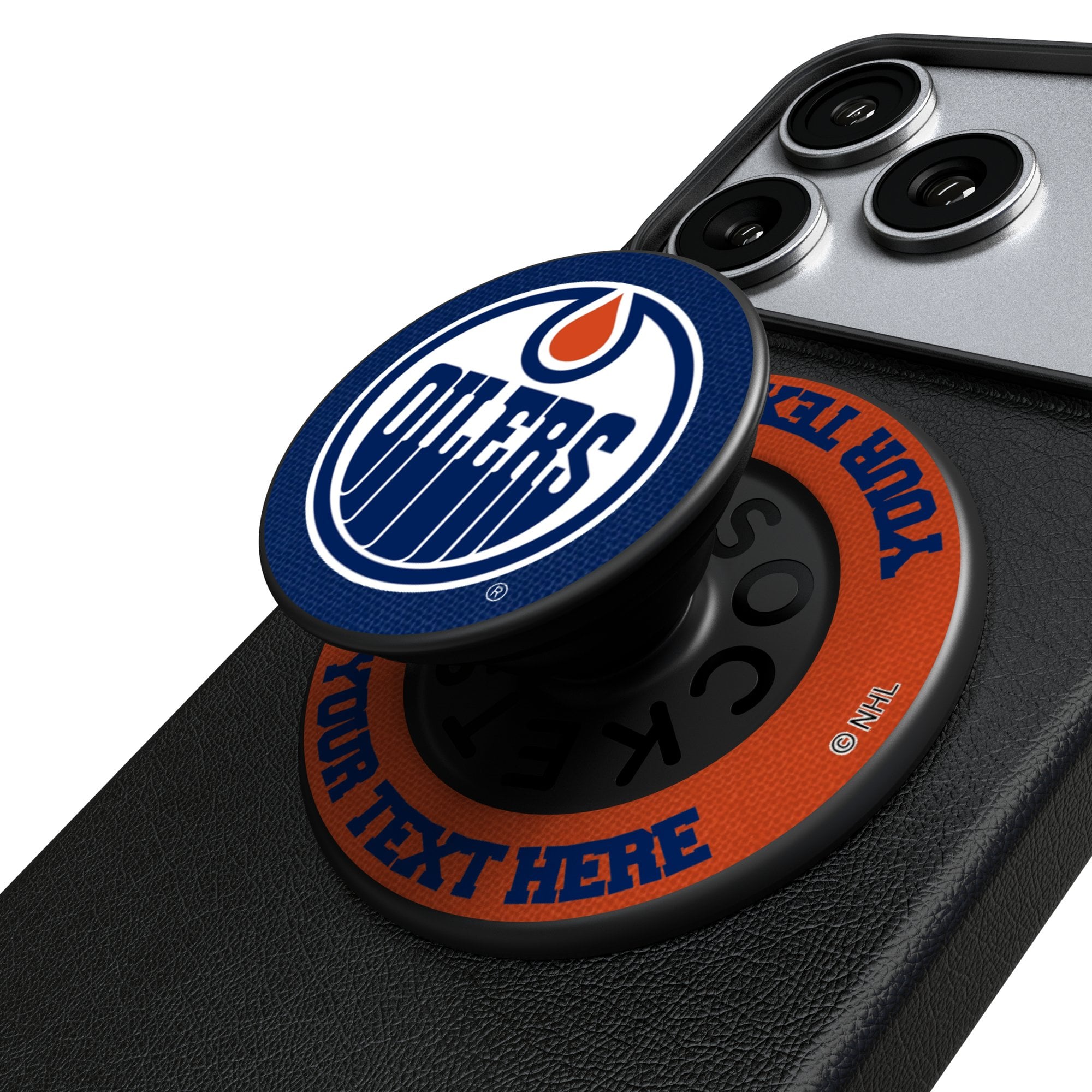 Keyscaper Edmonton Oilers Personalized Endzone Solid PopSockets Magnetic Phone Grip & Stand