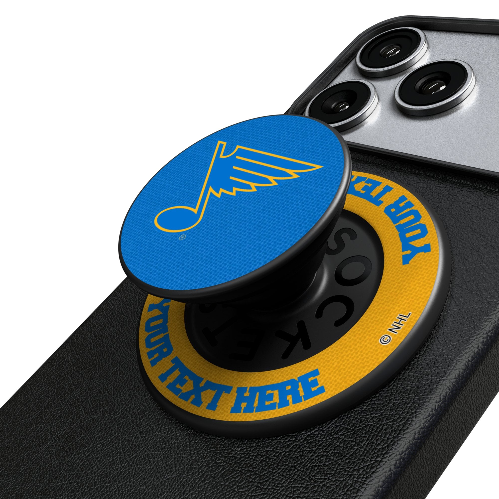 Keyscaper St. Louis Blues Personalized Endzone Solid PopSockets Magnetic Phone Grip & Stand
