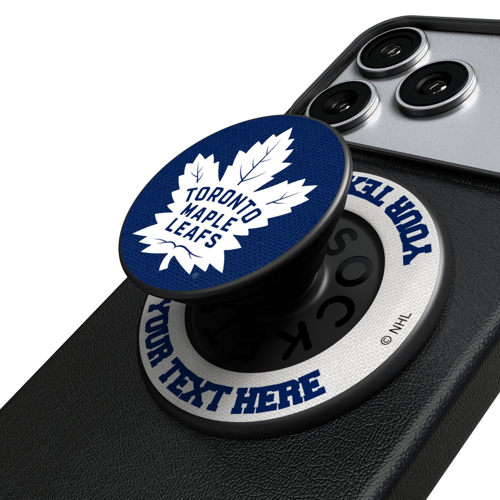 Keyscaper Toronto Maple Leafs Personalized Endzone Solid PopSockets Magnetic Phone Grip & Stand