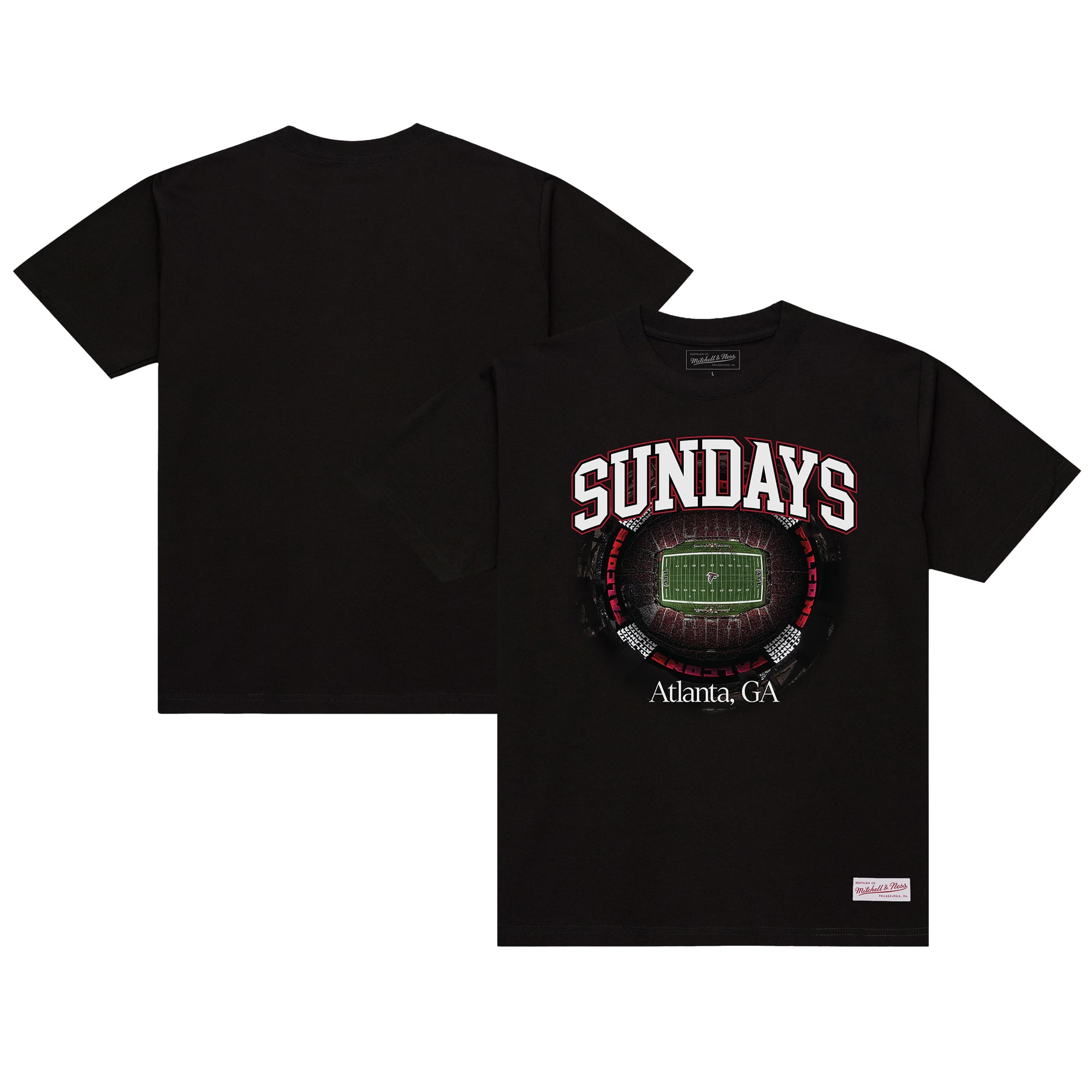 T-shirt Mitchell & Ness noir pour homme, modèle essentiel des dimanches des Atlanta Falcons
