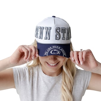 Women's Gameday Social  White/Navy Penn State Nittany Lions Five-Panel Rope Away Adjustable Hat
