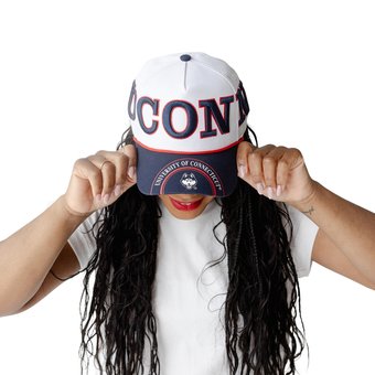 Women's Gameday Social White/Navy UConn Huskies Five-Panel Rope Away Adjustable Hat