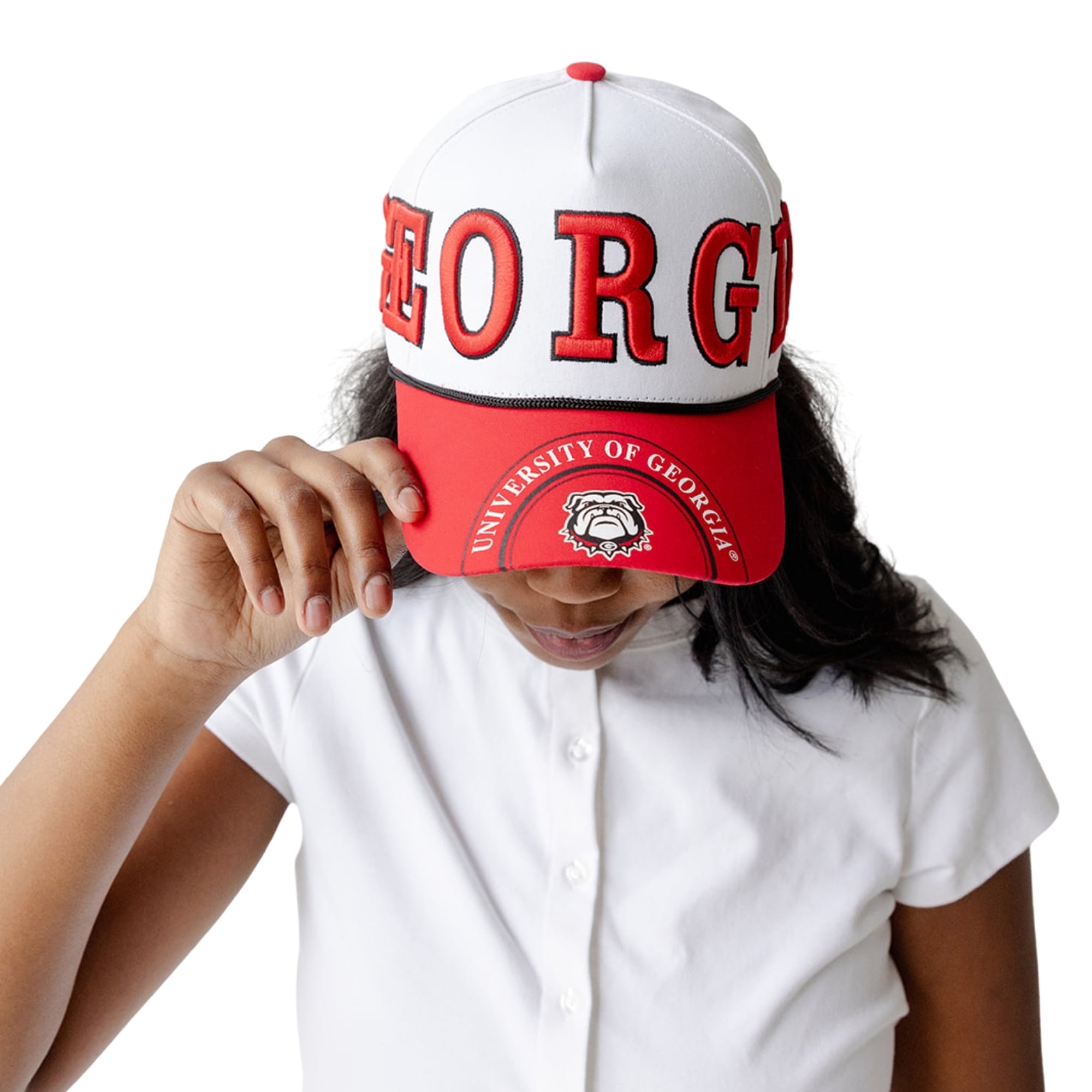 Women's Gameday Social White/Red Georgia Bulldogs Five-Panel Rope Away Adjustable Hat