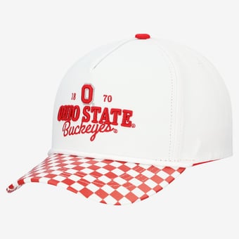 Women's Gameday Social White Ohio State Buckeyes Albon Check 5-Panel Rope Adjustable Hat