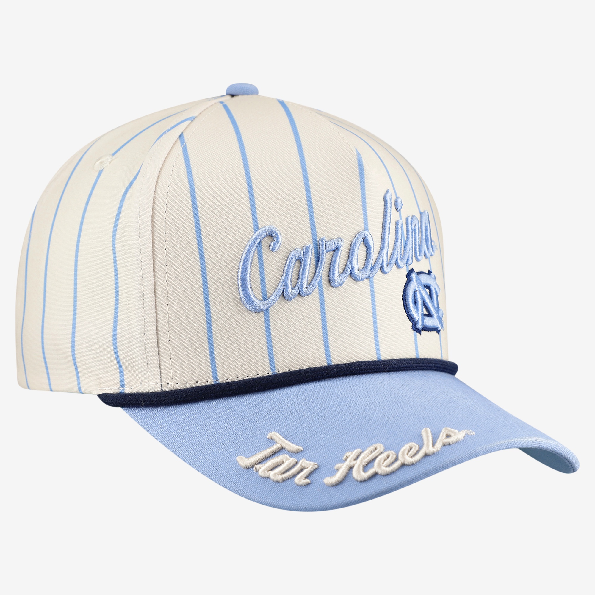 Women's Gameday Social White North Carolina Tar Heels Pinstripe Script Five-Panel Rope Adjustable Hat