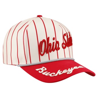 Women's Gameday Social White Ohio State Buckeyes Pinstripe Script Five-Panel Rope Adjustable Hat