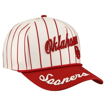 Women's Gameday Social White Oklahoma Sooners Pinstripe Script Five-Panel Rope Adjustable Hat