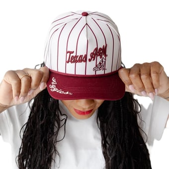Women's Gameday Social White Texas A&M Aggies Pinstripe Script Five-Panel Rope Adjustable Hat
