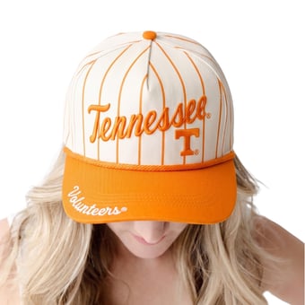 Women's Gameday Social White Tennessee Volunteers Pinstripe Script Five-Panel Rope Adjustable Hat