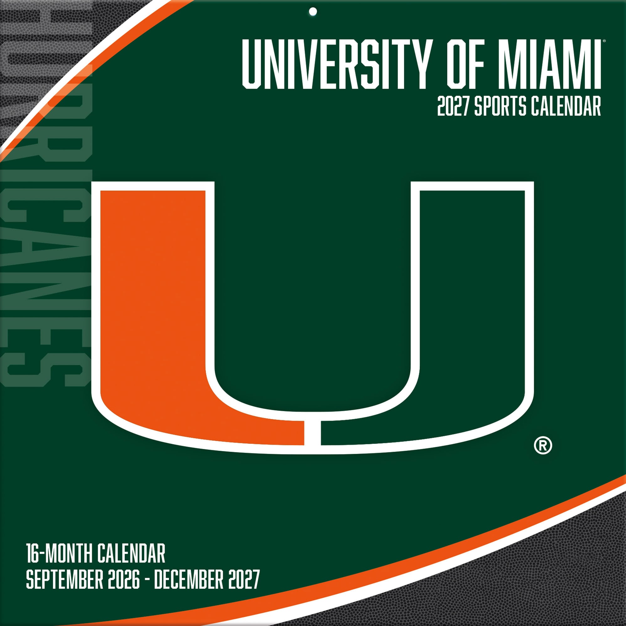 Miami Hurricanes 2027 12” x 12” Team Wall Calendar