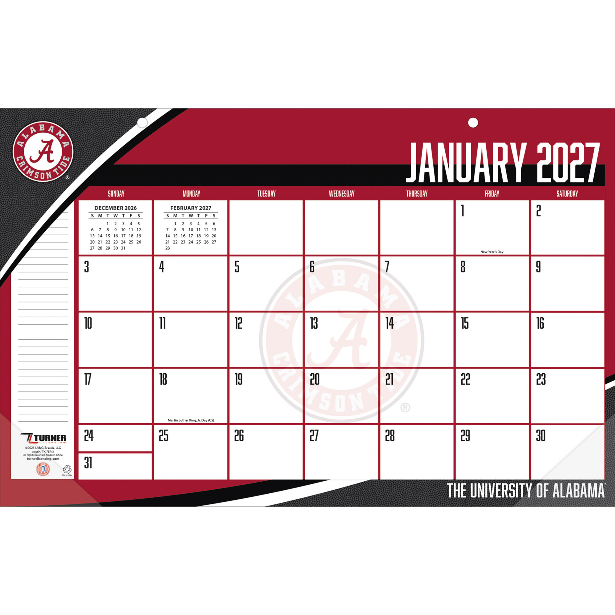 Alabama Crimson Tide 17" x 11" Desk Pad Calendar