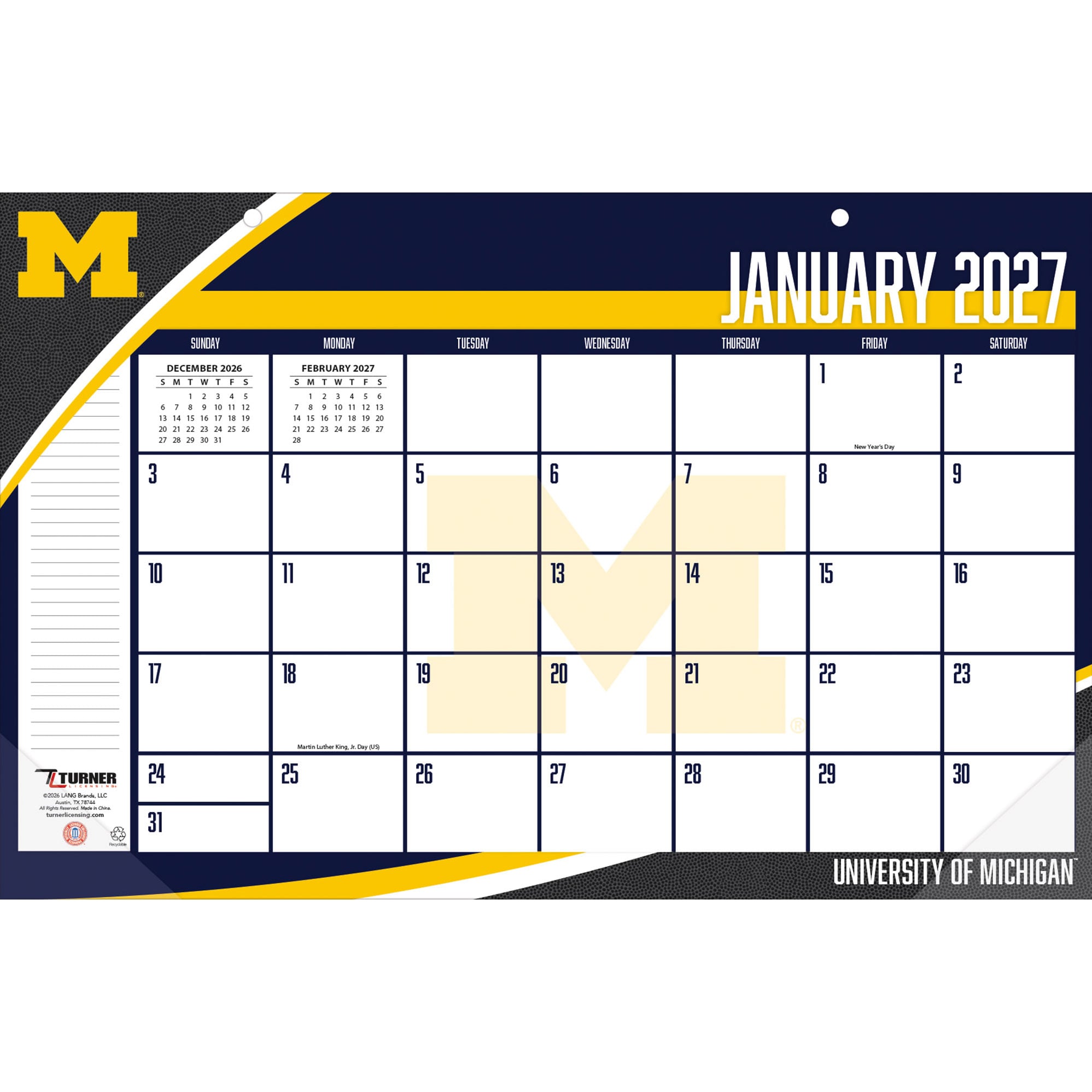 Michigan Wolverines 17" x 11" Desk Pad Calendar