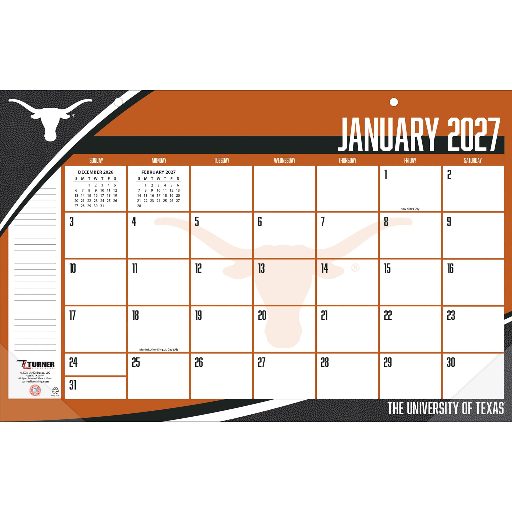 Texas Longhorns 17" x 11" Desk Pad Calendar