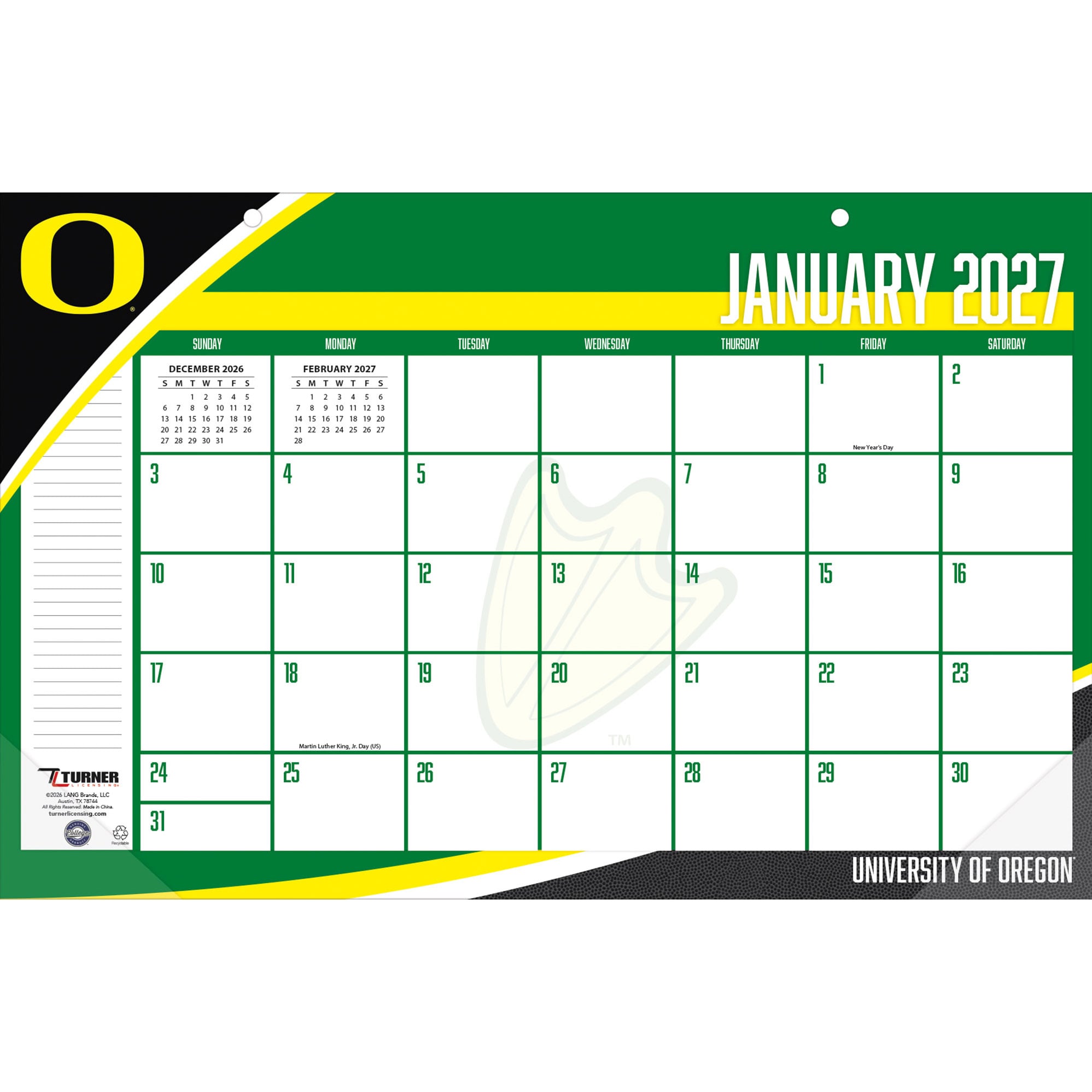 Oregon Ducks 17" x 11" Desk Pad Calendar