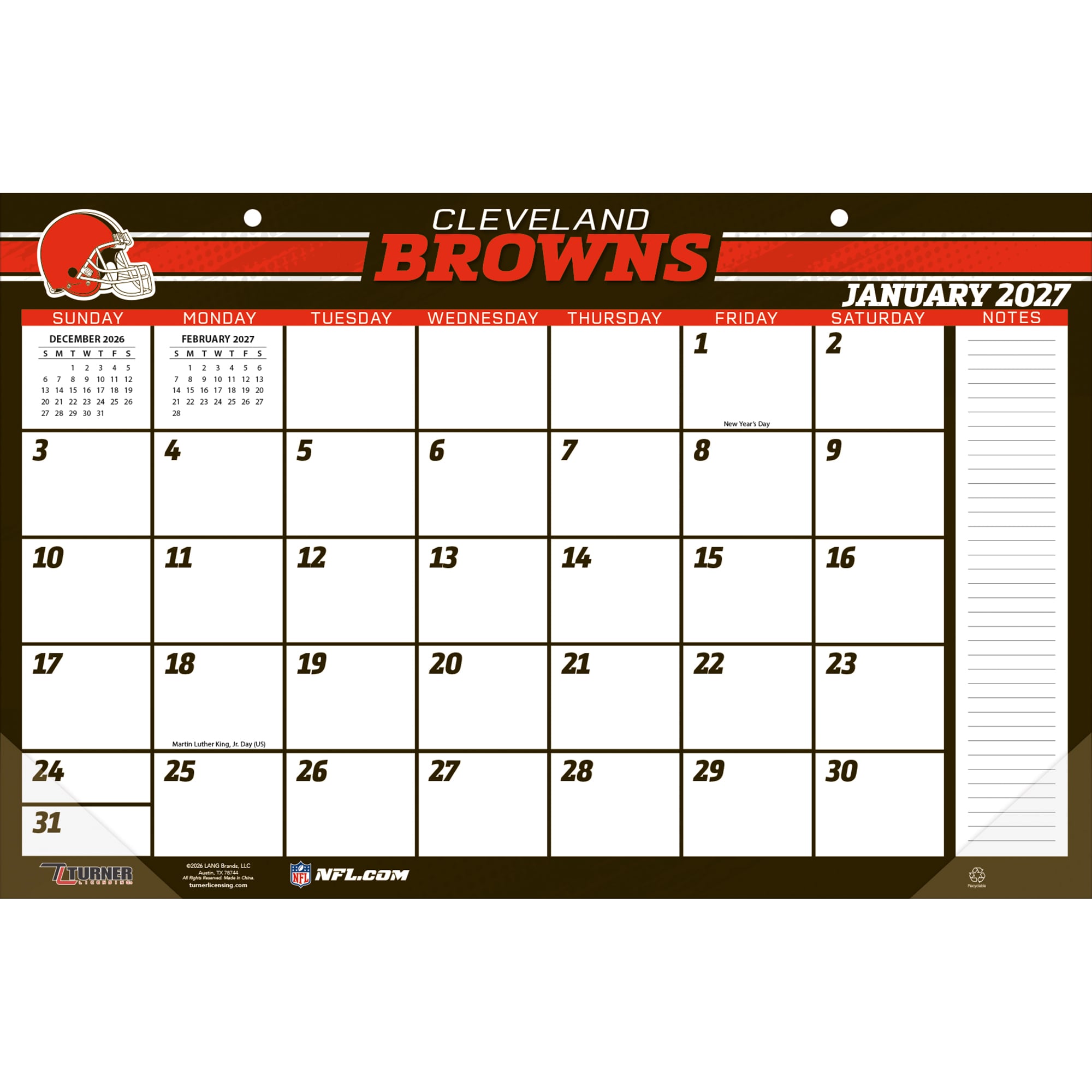Cleveland Browns 17" x 11" Desk Pad Calendar