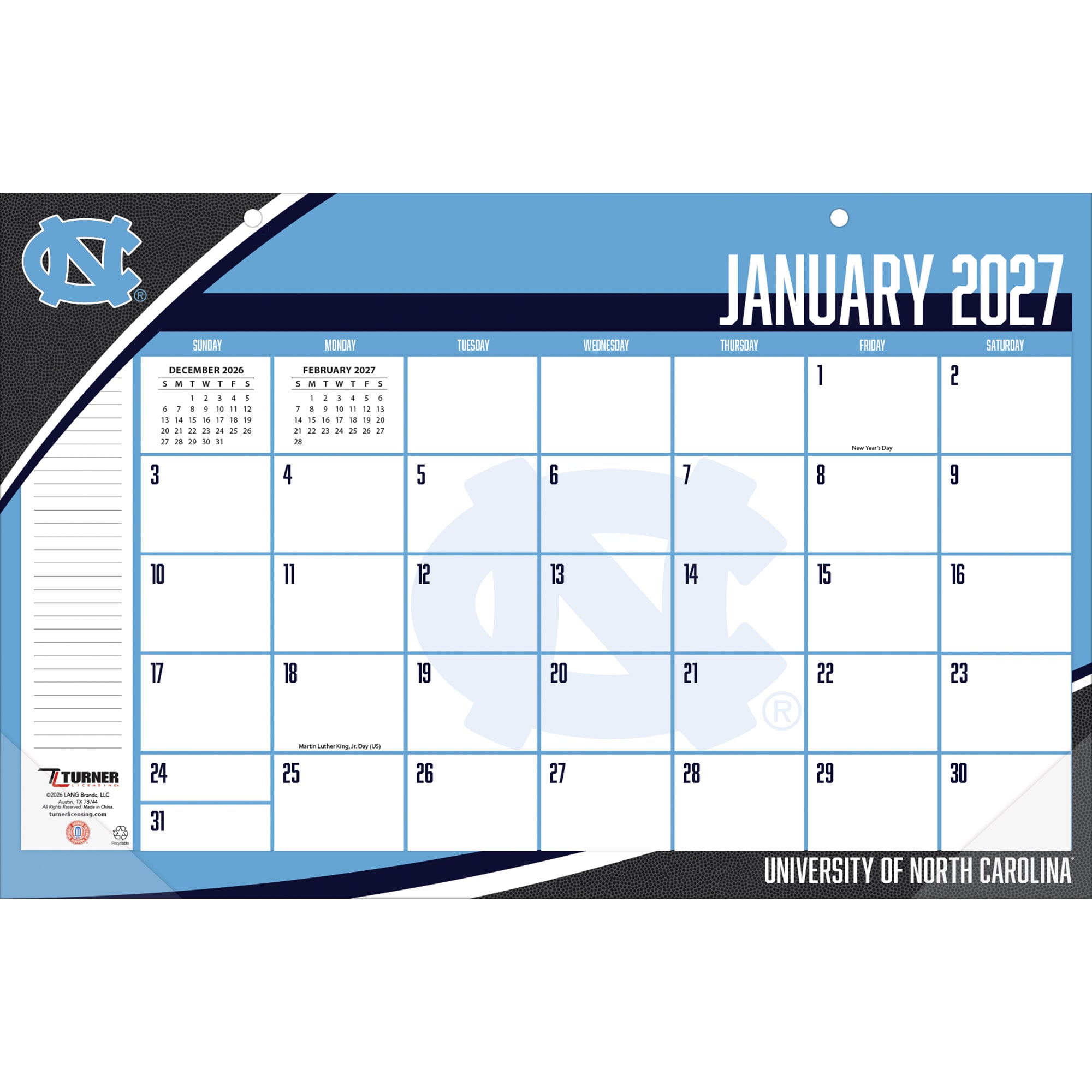 North Carolina Tar Heels 17" x 11" Desk Pad Calendar