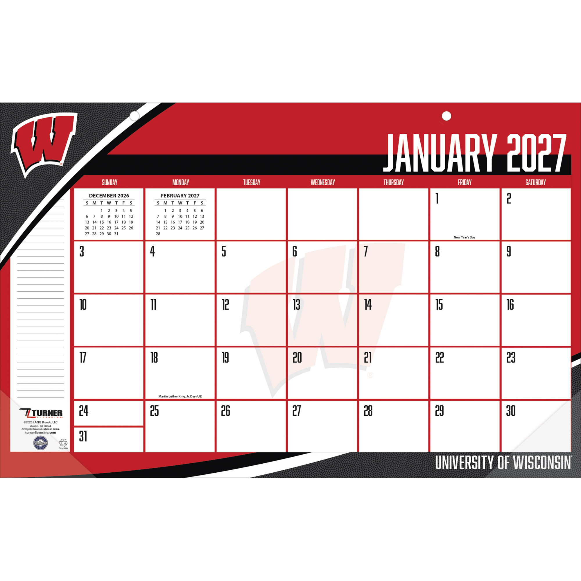 Wisconsin Badgers 17" x 11" Desk Pad Calendar