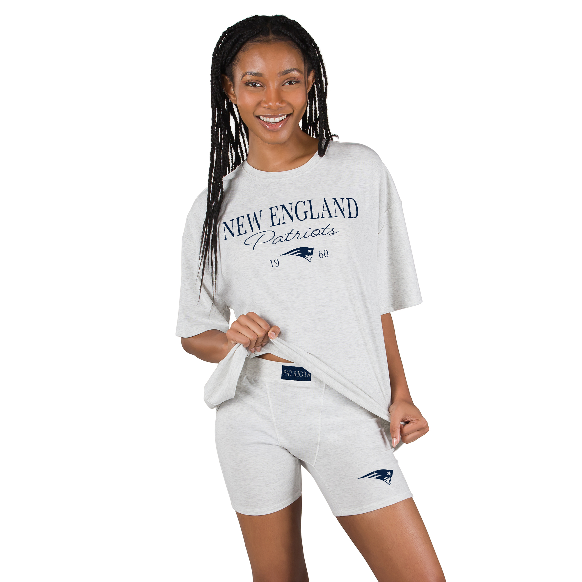 Women's Concepts Sport Gray New England Patriots Fray T-Shirt and Briefs Sleep Set