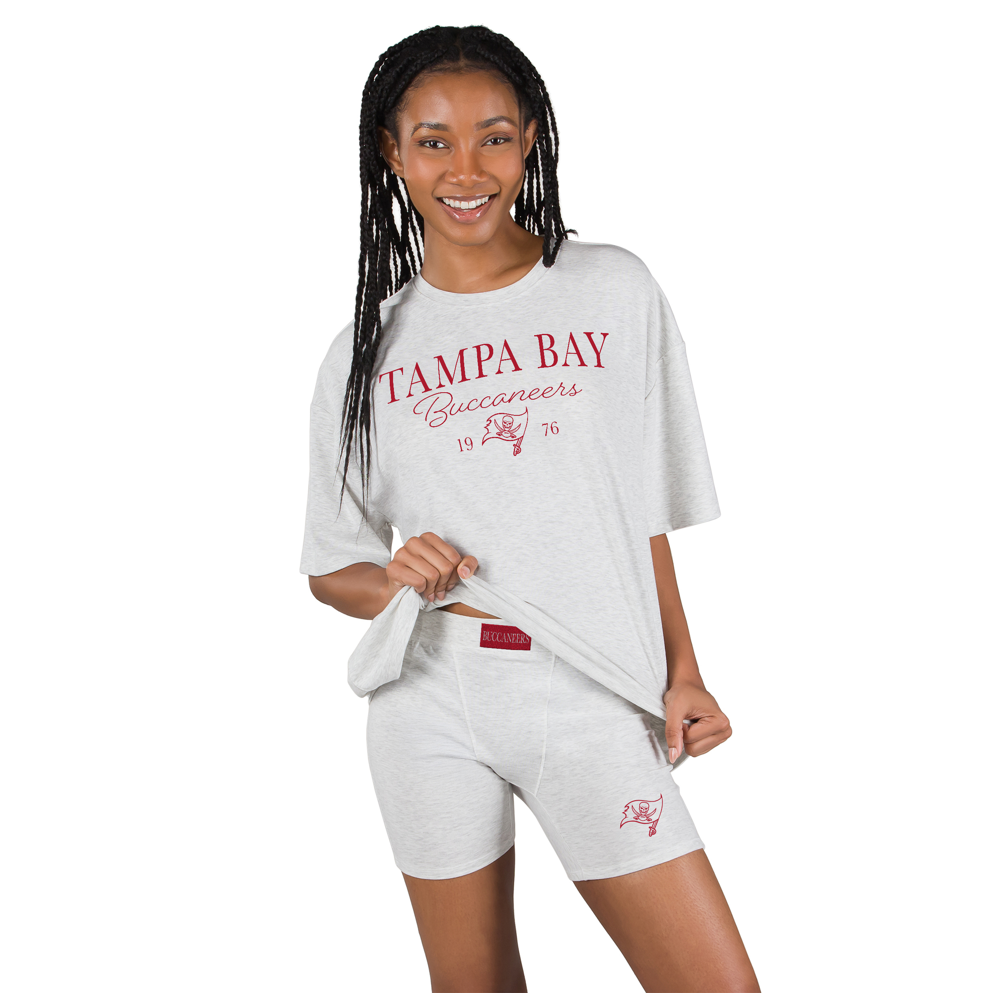 Women's Concepts Sport  Gray Tampa Bay Buccaneers Fray T-Shirt and Briefs Sleep Set