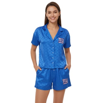 Women's Concepts Sport  Royal New York Giants Wink Dot Satin Jacquard Sleep Set
