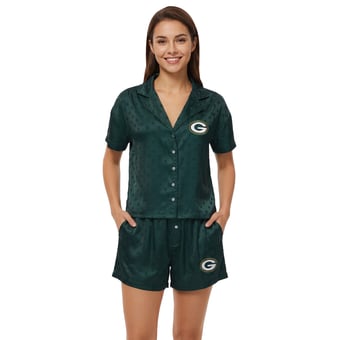 Women's Concepts Sport  Green Green Bay Packers Wink Dot Satin Jacquard Sleep Set