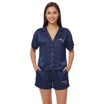 Women's Concepts Sport  Navy New England Patriots Wink Dot Satin Jacquard Sleep Set