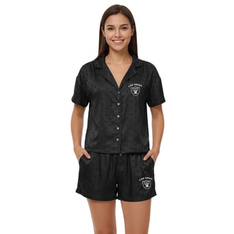 Women's Concepts Sport  Black Las Vegas Raiders Wink Dot Satin Jacquard Sleep Set