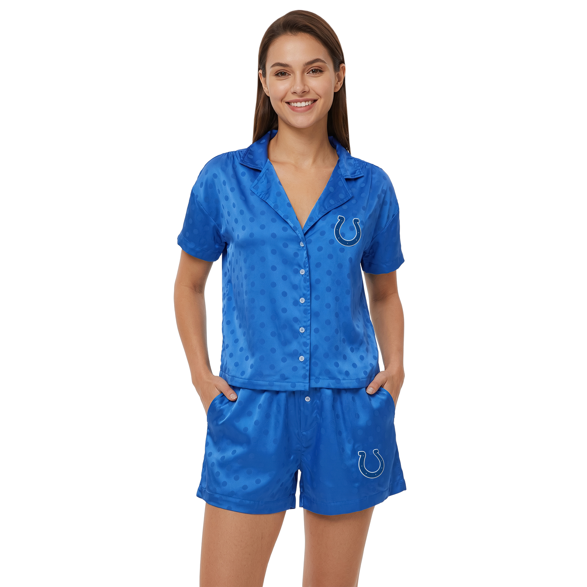 Women's Concepts Sport  Royal Indianapolis Colts Wink Dot Satin Jacquard Sleep Set