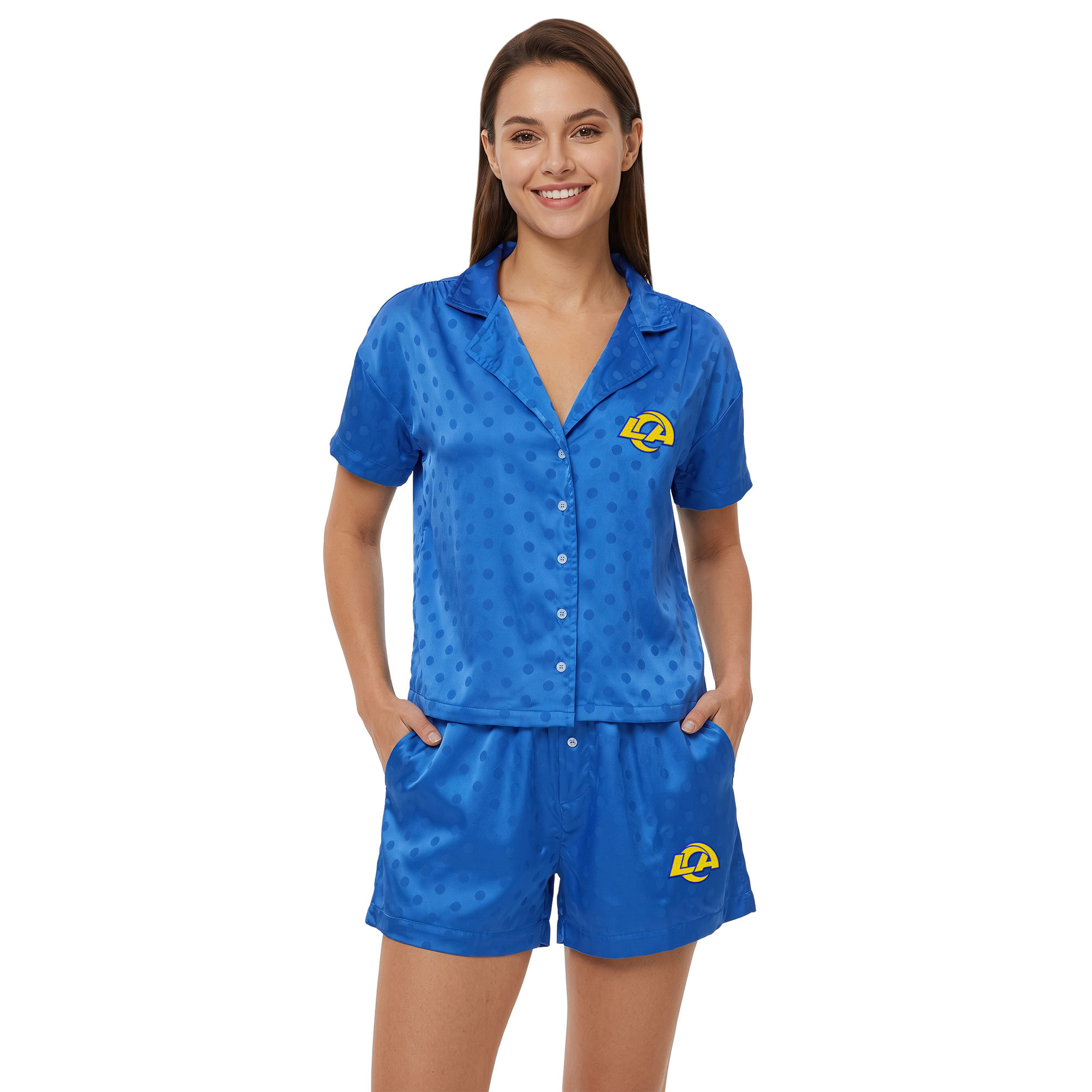 Women's Concepts Sport  Royal Los Angeles Rams Wink Dot Satin Jacquard Sleep Set