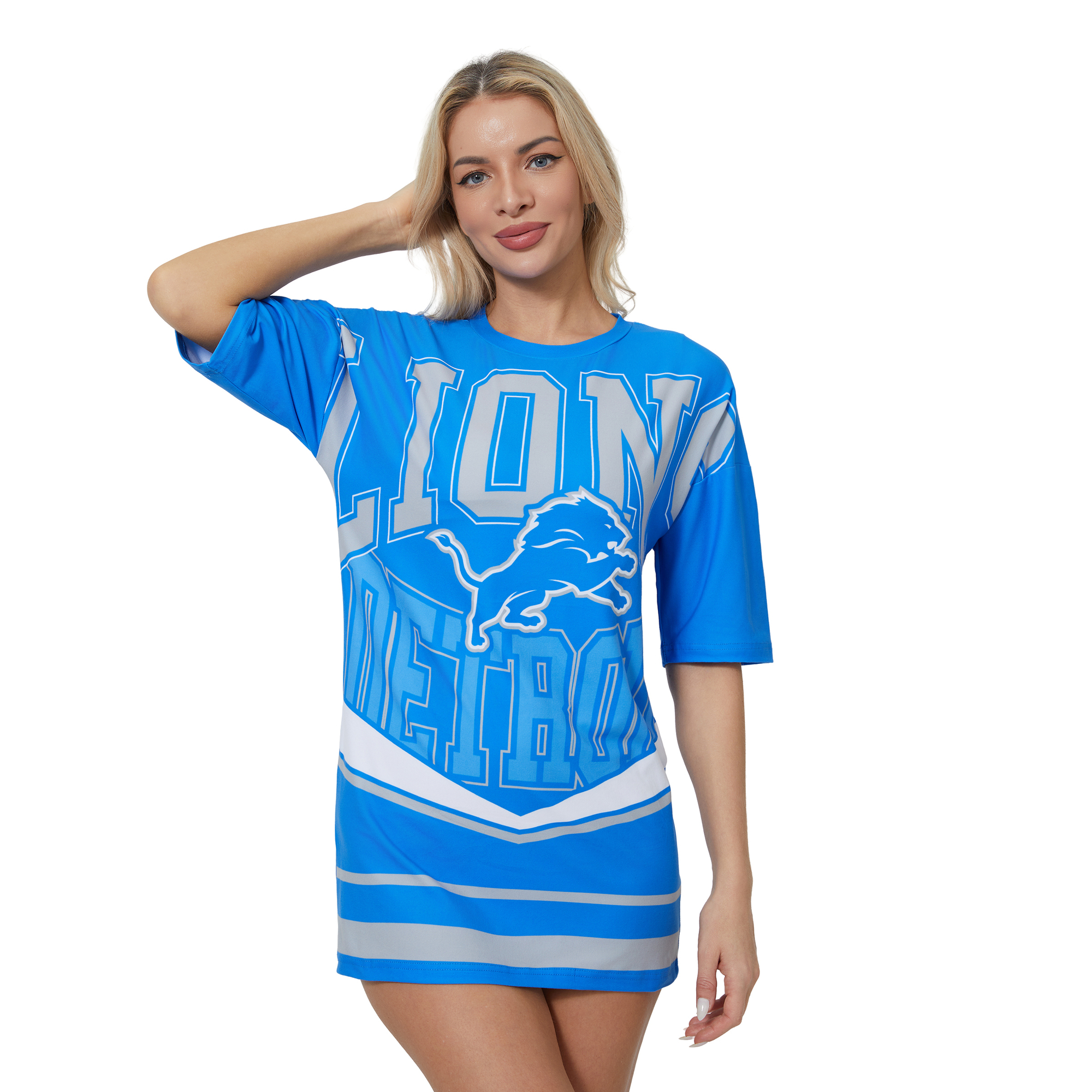 Women's Concepts Sport Blue Detroit Lions Mosaic Knit Nightdress