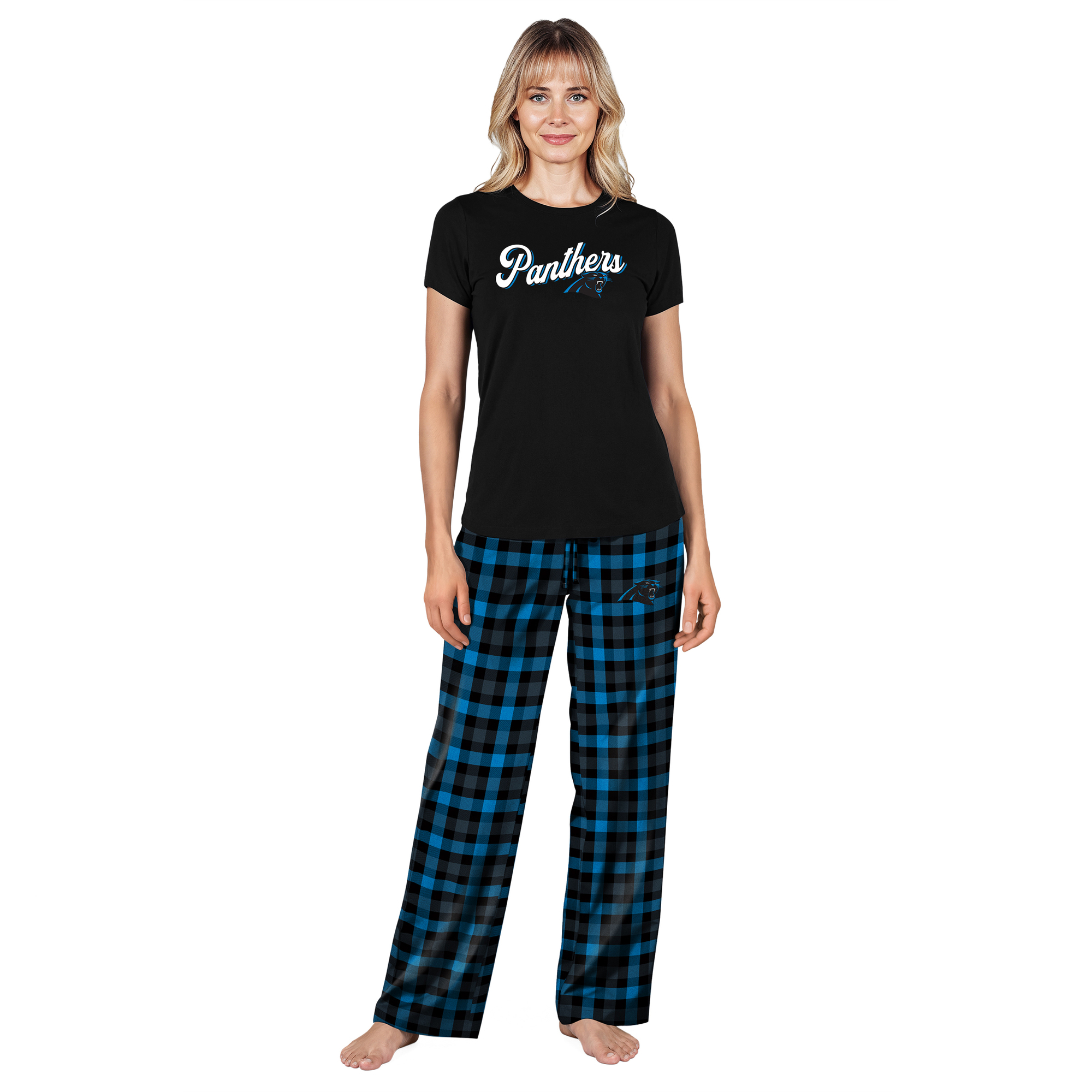Women's Concepts Sport  Black Carolina Panthers Highland Sleep Set