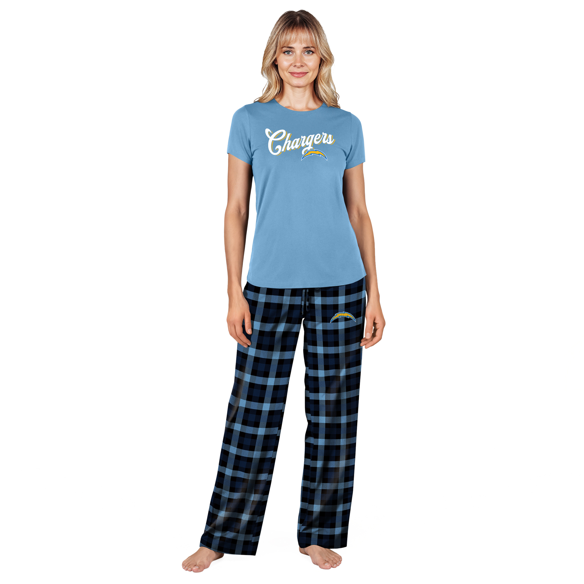 Women's Concepts Sport  Powder Blue Los Angeles Chargers Highland Sleep Set