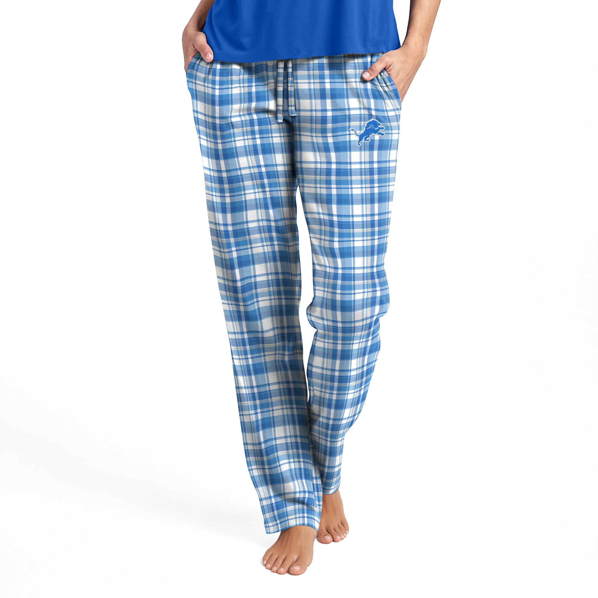 Women's Concepts Sport  Blue Detroit Lions Medley Plaid Pants