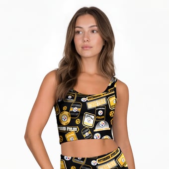Women's Concepts Sport Black Pittsburgh Steelers Grady Allover Print Bralette