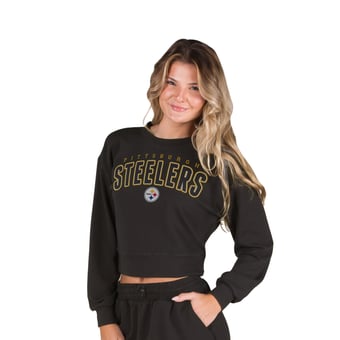 Women's Concepts Sport  Black Pittsburgh Steelers Kingston Long Sleeve Lounge Cropped Top